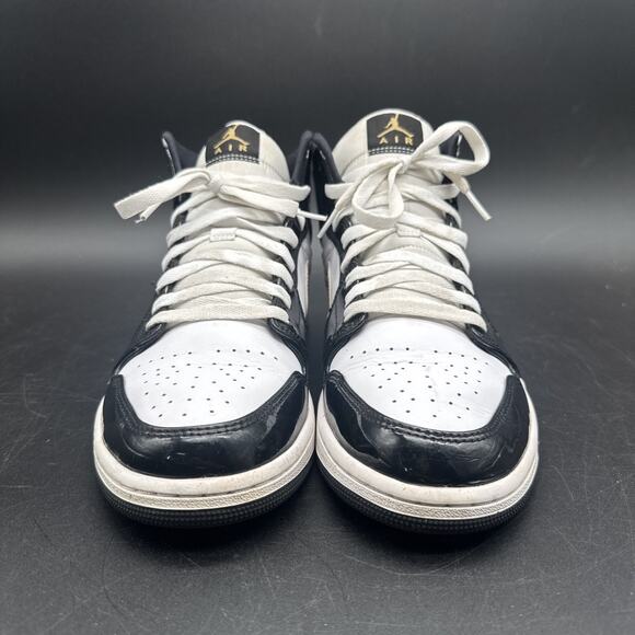 Nike Air Jordan 1 Mid Patent Black White Gold Mens 852542-007 Size 11 main image 5